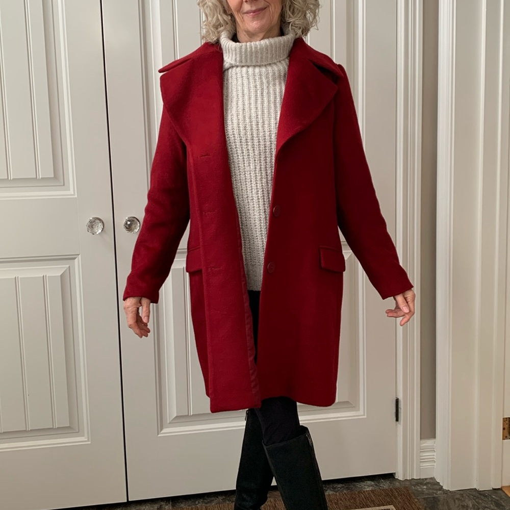 Knee length wool pea coat style